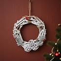 12-Inch Rustic Christmas Wreath with Pinecones & Red Berries | Snow-Dusted Winter Holiday Door Decor | Festive Xmas Tree Hanging Wreath with Rope for Home, Porch & Seasonal Decorations