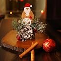Rustic Wooden Diya and Candle Holder Set for Christmas Decor | Pinecones Berries Snowy Foliage Tealight Stand | Festive Xmas Centerpiece for Home Decoration Celebration and Holiday Lighting
