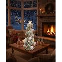 57 CM Snow-Frosted Christmas Tree | Tabletop Xmas Decor with Pinecones, Red Berries &amp; Wooden Base | Elegant Mini Holiday Tree for Home, Office, Party, Christmas Decorations