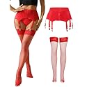 Lace Garter Belts for Thigh Highs Plus Size Suspender Belt Garter Belt Set Sexy Garters Lingerie with 6 Strap Slip