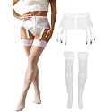 Lace Garter Belts for Thigh Highs Plus Size Suspender Belt Garter Belt Set Sexy Garters Lingerie with 6 Strap Slip