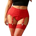 Lace Garter Belts for Thigh Highs Plus Size Suspender Belt Garter Belt Set Sexy Garters Lingerie with 6 Strap Slip