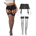 Lace Garter Belts for Thigh Highs Plus Size Suspender Belt Garter Belt Set Sexy Garters Lingerie with 6 Strap Slip