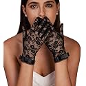 Lace Gloves for Women Short Bow Floral Tea Party Wedding Cosplay Evening