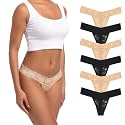 Lace Thongs For Women Plus Size Sexy Underwear T Back Stretch Womens Thongs Underwear 5/6/10 Pack