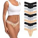 Lace Thongs For Women Plus Size Sexy Underwear T Back Stretch Womens Thongs Underwear 5/6/10 Pack