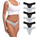Lace Thongs For Women Plus Size Sexy Underwear T Back Stretch Womens Thongs Underwear 5/6/10 Pack
