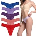 Lace Thongs For Women Plus Size Sexy Underwear T Back Stretch Womens Thongs Underwear 5/6/10 Pack