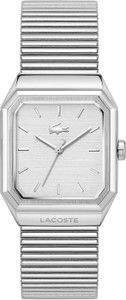 Lacoste Rene Qtz Basic Silver White Rectangular