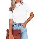 Lacozy Women39s Mock Neck Short Sleeve Ribbed