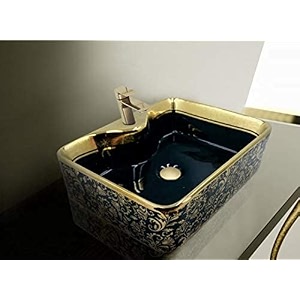 lactose ceramic wash basin  table top countertop wash basin for bathroom living room dining room hotel amp restaurant  european style tabletop wash basin sink rectangle  24x14x9 in