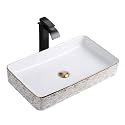 LACTOSE Ceramic Wash Basin | Table Top Countertop Wash Basin for Bathroom Living Room Dining Room Hotel &amp; Restaurant | European Style Tabletop Wash Basin Sink Rectangle – 24x14x10 IN