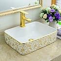 LACTOSE Ceramic Wash Basin | Table Top Countertop Wash Basin for Bathroom Living Room Dining Room Hotel &amp; Restaurant | European Style Tabletop Wash Basin Sink Rectangle – 15x19x5.3 IN