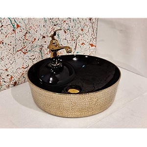 lactose ceramic wash basin  table top countertop wash basin for bathroom living room dining room hotel amp restaurant  european style tabletop wash basin sink golden  square rounded 16x16x5 in
