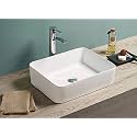 LACTOSE Ceramic Wash Basin | Table Top Countertop Wash Basin for Bathroom Living Room Dining Room Hotel &amp; Restaurant | European Style Tabletop Wash Basin Sink White (Rectangle – 18x13x6 IN)