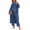 Ladies 3 Piece Long Sleeve Soft Set Hide Belly Fat Formal Sweatsuit Open Front Casual Cardigan