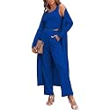 Ladies 3 Piece Long Sleeve Soft Set Hide Belly Fat Formal Sweatsuit Open Front Casual Cardigan
