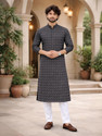 LADSLOOM Solid Pure Cotton Straight Kurta for Men (Black)