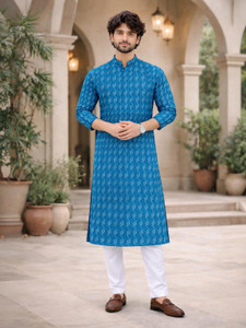 ladsloom solid pure cotton straight kurta for men light blue