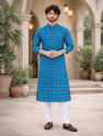 LADSLOOM Solid Pure Cotton Straight Kurta for Men (Light Blue)
