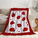 Lady-Bug Blanket Gifts - Super Soft Flannel Fleece, Lightweight Microfiber Cozy Plush Blanket for Adults, L 80"x60"