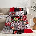 Lady-Bug Plaid Blanket Gifts for Girls Boys, Super Soft Lady-Bug Plaid Blanket Decor Stuff, Lightweight Microfiber Cozy Plush Throw for Couch BedXL 120"x90" for Family
