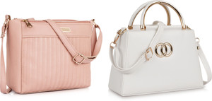 Lady Quinton Women Pink White Handbag