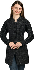 lady willington checkered round neck casual women black sweater