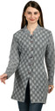lady willington Checkered Round Neck Casual Women Grey Sweater