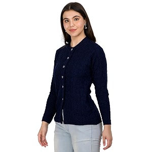Lady Willington Women Woolen Round Neck Self