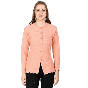 lady willington women woolen round neck cardigan sweater heavy front long kadai cardigan winter wear pure wool cardigan for women free size cotty warm cardigans with side pockets 3xl peach