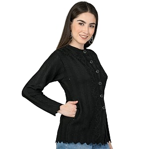 lady willington women woolen round neck cardigan sweater heavy front long kadai cardigan winter wear pure wool cardigan for women free size cotty warm cardigans with side pockets
