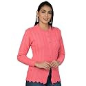 LADY WILLINGTON Women Woolen Round Neck Cardigan Sweater Heavy Front Long Kadai Cardigan Winter Wear Pure Wool Cardigan for Women Free Size Cotty Warm Cardigans with Side Pockets