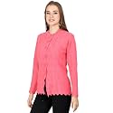 LADY WILLINGTON Women Woolen Round Neck Cardigan Sweater Heavy Front Long Kadai Cardigan Winter Wear Pure Wool Cardigan for Women Free Size Cotty Warm Cardigans with Side Pockets (2XL, Pink)