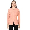 LADY WILLINGTON Women Woolen Round Neck Cardigan Sweater Heavy Front Long Kadai Cardigan Winter Wear Pure Wool Cardigan for Women Free Size Cotty Warm Cardigans with Side Pockets (3XL, Peach)