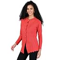 LADY WILLINGTON Women Woolen Round Neck Cardigan Sweater Heavy Front Long Kadai Cardigan Winter Wear Pure Wool Cardigan for Women Free Size Cotty Warm Cardigans with Side Pockets