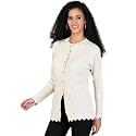 LADY WILLINGTON Women Woolen Round Neck Cardigan Sweater Heavy Front Long Kadai Cardigan Winter Wear Pure Wool Cardigan for Women Free Size Cotty Warm Cardigans with Side Pockets