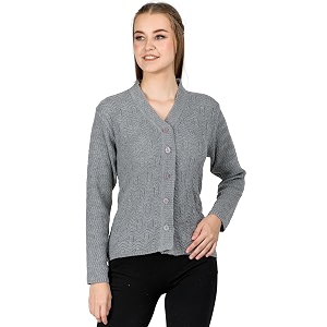 Lady Willington Women Woolen V-Neck Self Design
