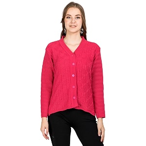 Lady Willington Women Woolen V-Neck Self Design