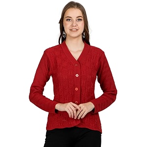 Lady Willington Women Woolen V-Neck Self Design