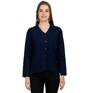 Lady Willington Women Woolen V-Neck Self Design