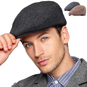 ladybro 2 pack newsboy hats for men wool scally cap mens flat cap stylish winter cap for man - monkey cap amp beanie cap for men