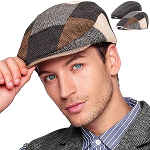 ladybro 2 pack newsboy hats for men wool scally cap mens flat cap stylish winter cap for man - monkey cap amp beanie cap for men