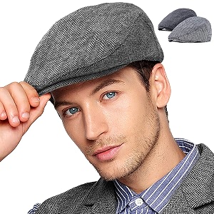 ladybro 2 pack newsboy hats for men wool scally cap mens flat cap stylish winter cap for man - monkey cap amp beanie cap for men