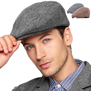ladybro 2 pack newsboy hats for men wool scally cap mens flat cap stylish winter cap for man - monkey cap amp beanie cap for men