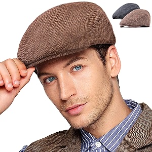 ladybro 2 pack newsboy hats for men wool scally cap mens flat cap stylish winter cap for man - monkey cap amp beanie cap for men