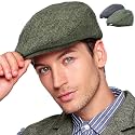 LADYBRO 2 Pack Newsboy Hats for Men Wool Scally Cap Mens Flat Cap, Stylish Winter Cap for Man - Monkey Cap &amp; Beanie Cap for Men