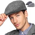 LADYBRO 2 Pack Newsboy Hats for Men Wool Scally Cap Mens Flat Cap, Stylish Winter Cap for Man - Monkey Cap &amp; Beanie Cap for Men