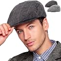 LADYBRO 2 Pack Newsboy Hats for Men Wool Scally Cap Mens Flat Cap, Stylish Winter Cap for Man - Monkey Cap &amp; Beanie Cap for Men