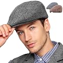 LADYBRO 2 Pack Newsboy Hats for Men Wool Scally Cap Mens Flat Cap, Stylish Winter Cap for Man - Monkey Cap &amp; Beanie Cap for Men